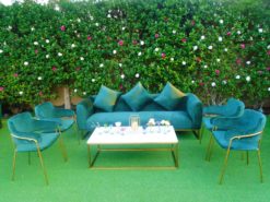 Velvet Sofa, Velvet Chair, Green Velvet Sofa, Green Velvet Chair, Rectangular Coffee Table