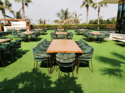 Rectangular Dining Table, Wooden Dining Table, Rustic Dining Table, 8 Seater Dining Table, Green Dining Chair, Velvet Dining Chair