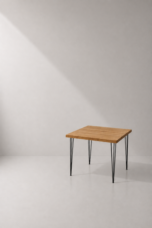 Hairpin Square Dining Table - Rustic Top, Black Legs - Image 2