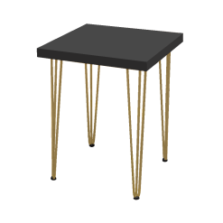 Hairpin Dice Black Cafe Table, Gold Legs