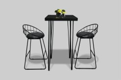 Black Cocktail Table, Square High Table, Hairpin High Table