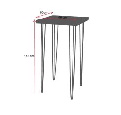 Cocktail Table, Square High Table, Hairpin High Table