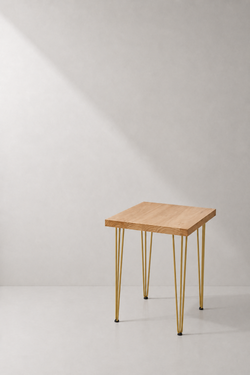 Hairpin Dice Rustic Cafe Table, Gold Legs - Image 2