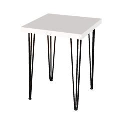 Hairpin Dice White Cafe Table, Black Legs