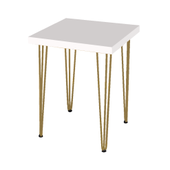Hairpin Dice White Cafe Table, Gold Legs