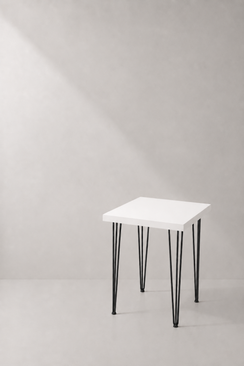 Hairpin Dice White Cafe Table, Black Legs - Image 2