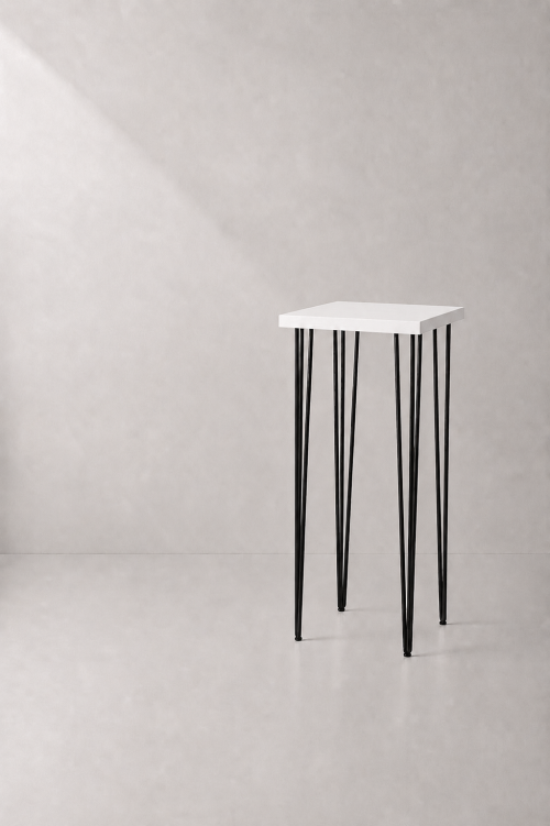 Hairpin Dice White High Table, Black Legs - Image 2