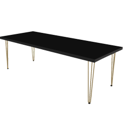 Hairpin Grand Black Dining Table, Gold Legs