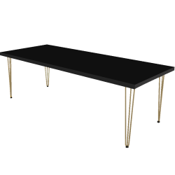 Hairpin Grand Black Dining Table, Gold Legs