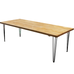 Hairpin Grand Rustic Dining Table, Black Legs