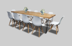 Wooden Dining Table, Rustic Dining Table, Rectangular Dining Table, 10 Seater Dining Table, White Dining Chair, Wooden Dining Chair