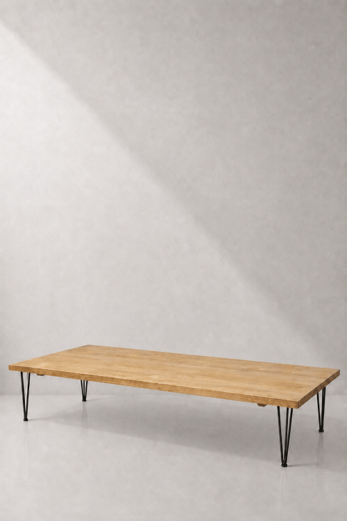 Hairpin Grand Rustic Coffee Table, Black Legs - Image 2