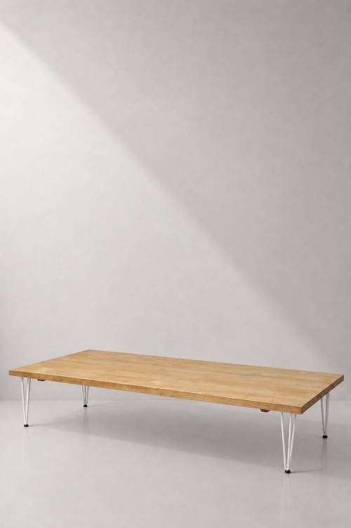Hairpin Grand Rustic Coffee Table, White Legs - Image 2