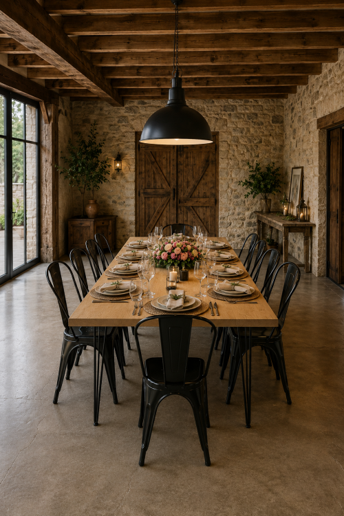 Hairpin Grand Rustic Dining Table, Black Legs - Image 5