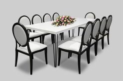 White Dining Table, Grand Dining Table, 8 Seater Dining Table, 10 Seater Dining Table