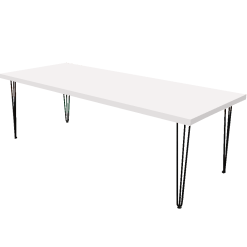 Hairpin Grand White Dining Table, Black Legs