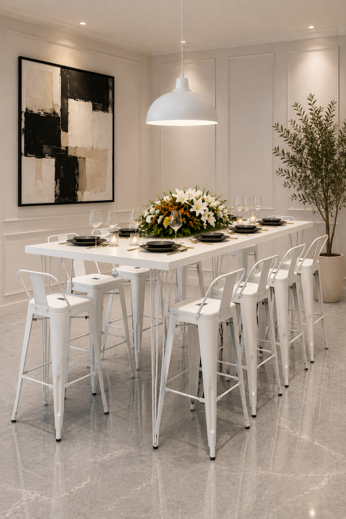 Hairpin Grand White High Table - Image 4