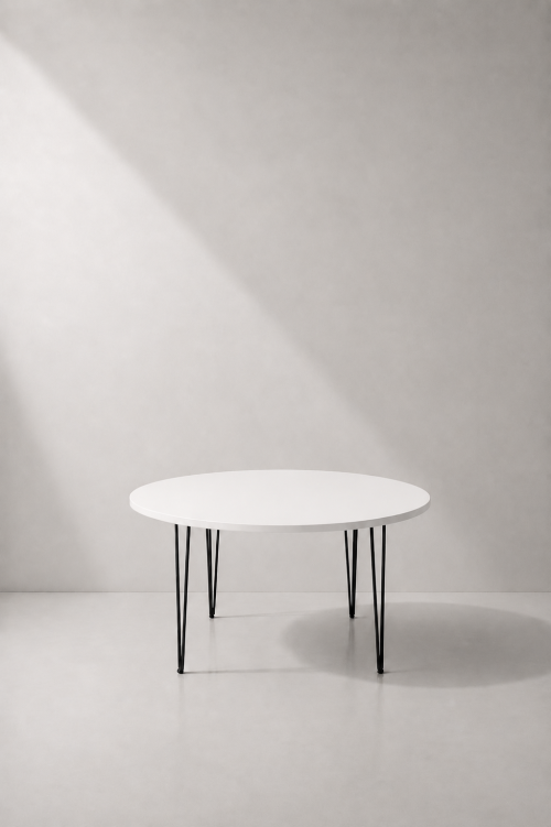 Hairpin Opal White Dining Table, Black Legs - Image 2