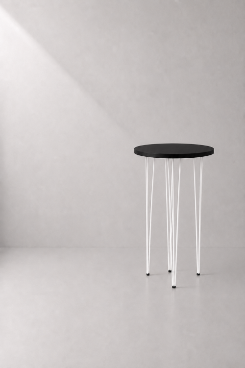 Hairpin Pearl Black High Table, White Legs - Image 2
