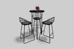 Black Round High Table, Hairpin Cocktail Table