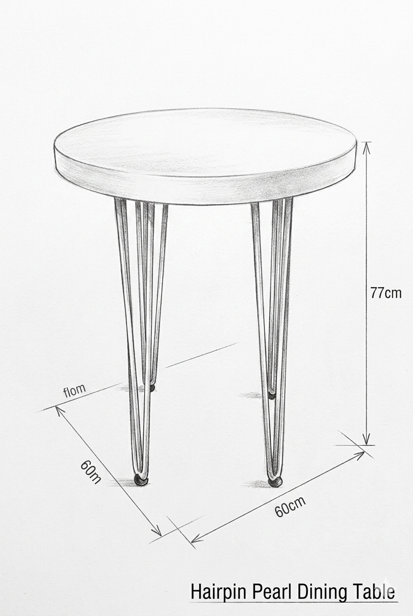 Hairpin Pearl Rustic Cafe Table, Gold Legs - Image 3