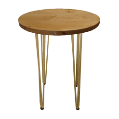 Hairpin Pearl Rustic Cafe Table with gold hairpin legs for event furniture rental in Dubai UAE