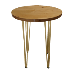 Hairpin Pearl Rustic Cafe Table with gold hairpin legs for event furniture rental in Dubai UAE