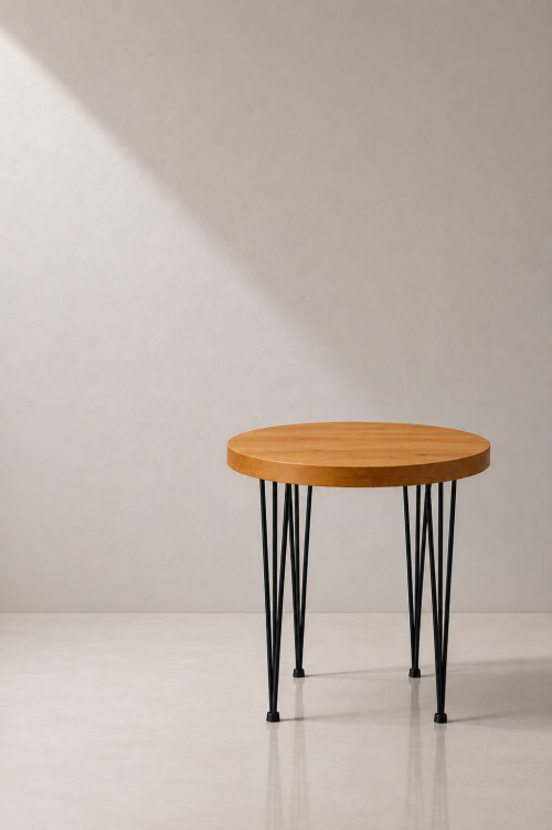 Hairpin Pearl Rustic Cafe Table, Black Legs - Image 2
