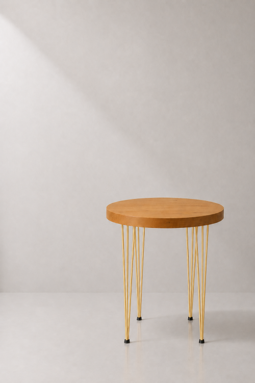 Hairpin Pearl Rustic Cafe Table, Gold Legs - Image 2