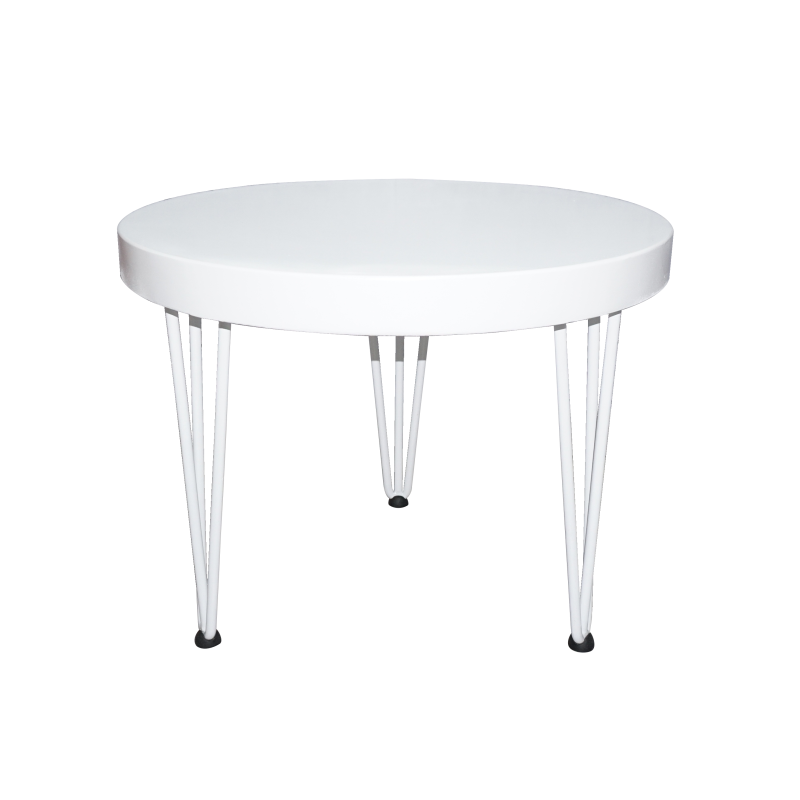 White Hairpin Center Table Coffee Tables Areeka Event Rentals