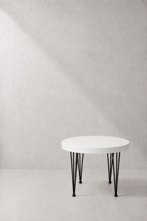 Hairpin Pearl White Coffee Table, Black Legs - Image 2