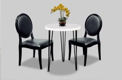 White Dining Table, Round Cafe Table, Hairpin Table