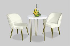 White Dining Table, Round Cafe Table, Hairpin Table