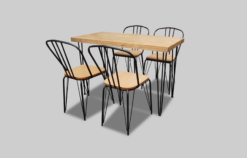Wooden Dining Chair, Metal Dining Chair, Wooden Dining Table, Rectangular Dining Table, 4 Seater Dining Table