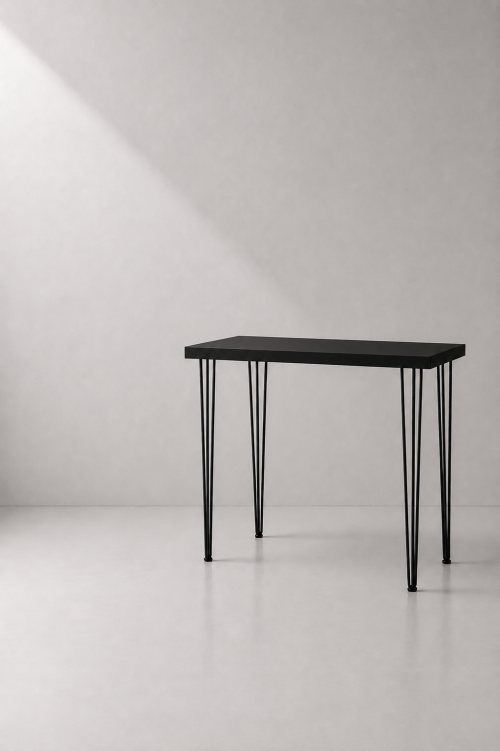 Hairpin Rectangular Black High Table - Image 2
