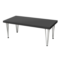 Hairpin Rectangular Black Coffee Table, White Legs
