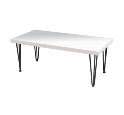 Rectangular Hairpin Center Table, White Coffee Table, Rectangular White Coffee Table