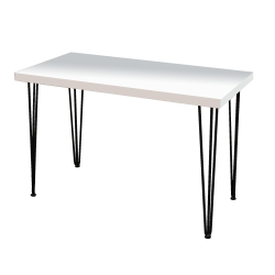 Hairpin Rectangular White Dining Table, Black Legs