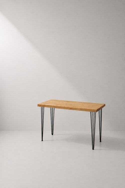 Hairpin Rectangular Rustic Dining Table, Black Legs - Image 2