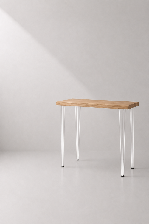 Hairpin Rectangular Rustic High Table, White Legs - Image 2