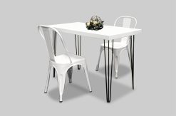 White Dining Table, Rectangular Dining Table, Hairpin Table