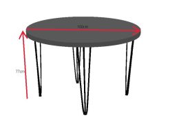 Round Dining Table, Dining Table, Hairpin Table