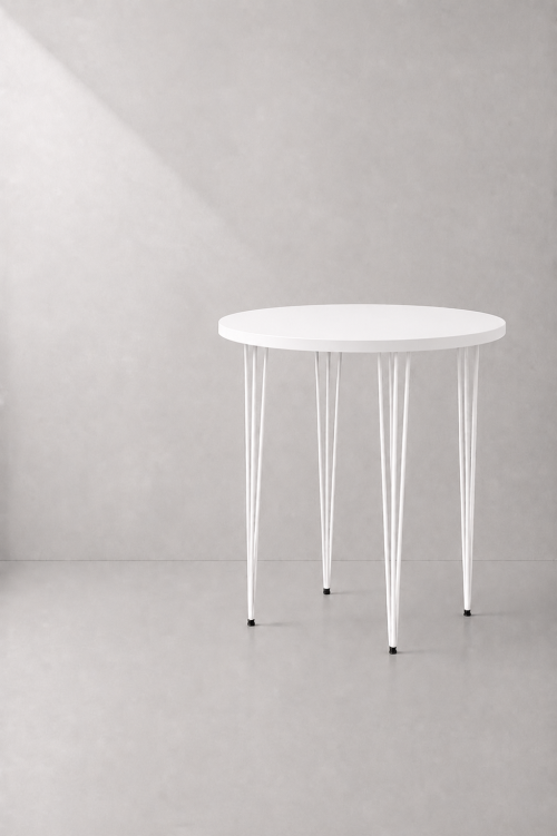 Hairpin Round White High Table - Image 2
