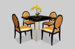 Black Dining Table, Square Dining Table, Hairpin Table, 4 Seater Dining Table