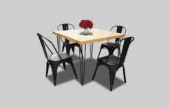 Black Dining Chair, Metal Dining Chair, Square Dining Table, Rustic Dining Table, Wooden Dining Table