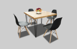 Black Dining Chair, Black Chair, Black Wooden Chair, Rustic Dining Table, Wooden Dining Table