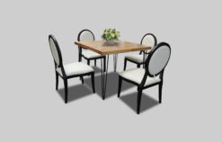 White Dining Chari, Black and White Dining Chair, Black and White Dior Chair, Square Wooden Dining Table, 4 Seater Dining Table