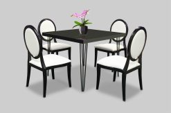 Black Dining Table, Square Dining Table, Hairpin Table, 4 Seater Dining Table