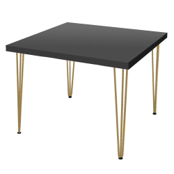 Hairpin Square Black Dining Table, Gold Legs