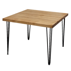 Hairpin Square Dining Table - Rustic Top, Black Legs